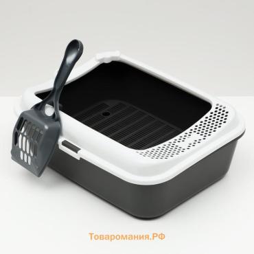 Туалет Сима с бортом + сетка + совок-микс 30 х 39 х 13,5 см серый микс FIX
