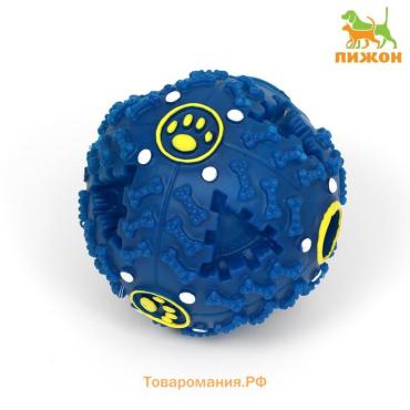 Квакающий мяч для собак большой, жёсткий, 9,5 см, тёмно-синий