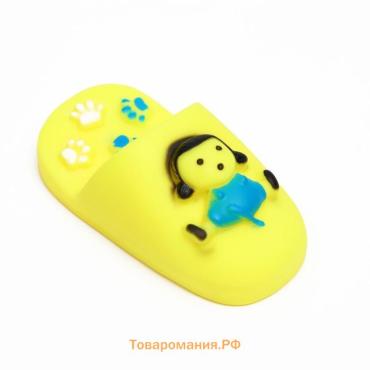 Игрушка пищащая "Тапок" для собак, 10 см, жёлтая