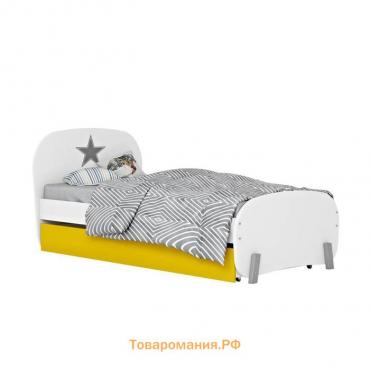 Кровать детская Polini kids Mirum 1915 c ящиком, цвет белый/жёлтый