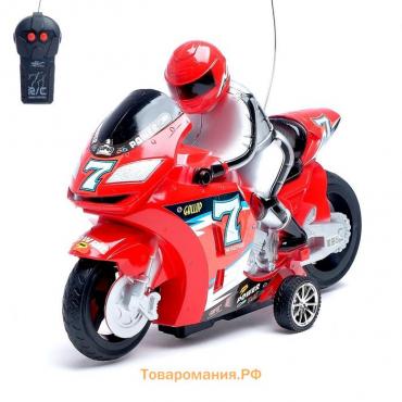 Мотоцикл радиоуправляемый «Спортбайк», работает от батареек, цвет красный