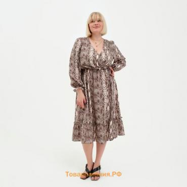 Платье женское MIST plus-size, размер 52, цвет бежевый