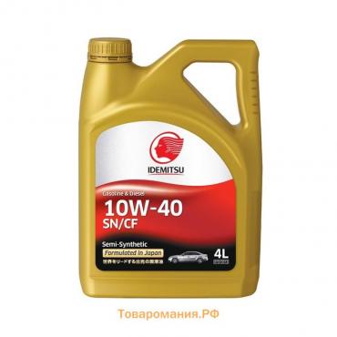 Масло моторное IDEMITSU 10/40 Gasoline&Diesel SN/CF, полусинтетическое, 4 л, 30015049-746