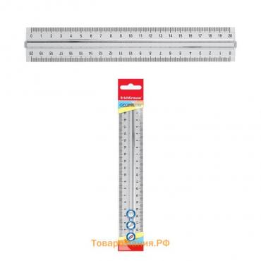 Линейка с держателем 20 см ErichKrause "Clear", прозрачная, пластиковая, в флоупаке