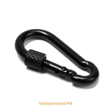 Карабин монтажный с фиксатором ТУНДРА krep, DIN5299D, 4×40 мм, черный, 1 шт.