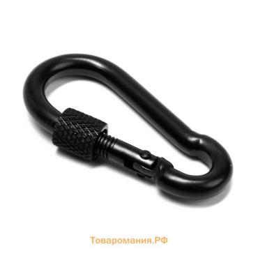 Карабин монтажный с фиксатором ТУНДРА krep, DIN5299D, 5×50 мм, черный, 1 шт.