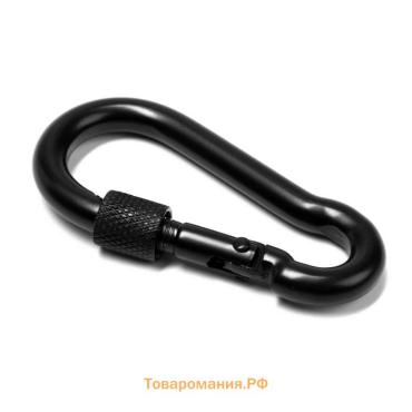 Карабин монтажный с фиксатором ТУНДРА krep, DIN5299D, 7×70 мм, черный, 1 шт.