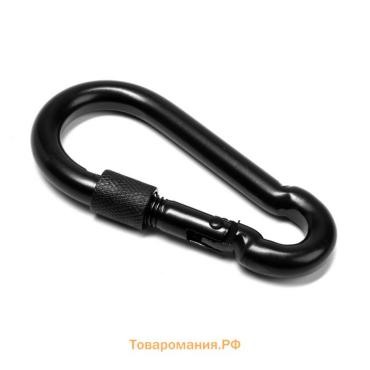 Карабин монтажный с фиксатором ТУНДРА krep, DIN5299D, 9×90 мм, черный, 1 шт.