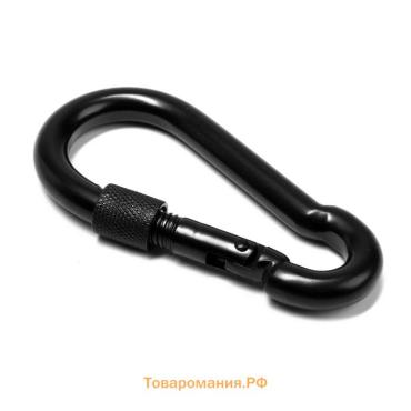 Карабин монтажный с фиксатором ТУНДРА krep, DIN5299D, 10×100 мм, черный, 1 шт.