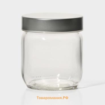 Банка для сыпучих с металлической крышкой «Вока», 380 мл, стекло