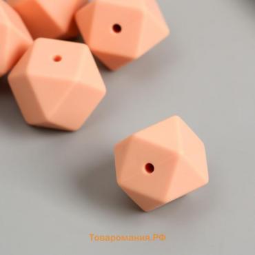 Бусина силикон "Многогранник" телесный розовый d=1,7 см