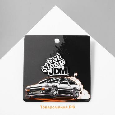 Значок «Япония» JDM, цвет чёрно-белый в чёрном металле