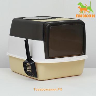 Туалет закрытый прозрачный 51 х 34 х 37 см, жёлтый+совок